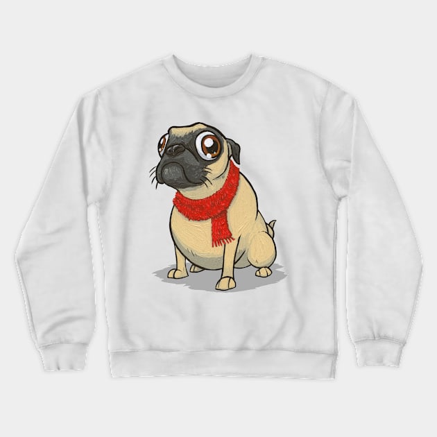 Pug in a Scarf Crewneck Sweatshirt by joehavasy